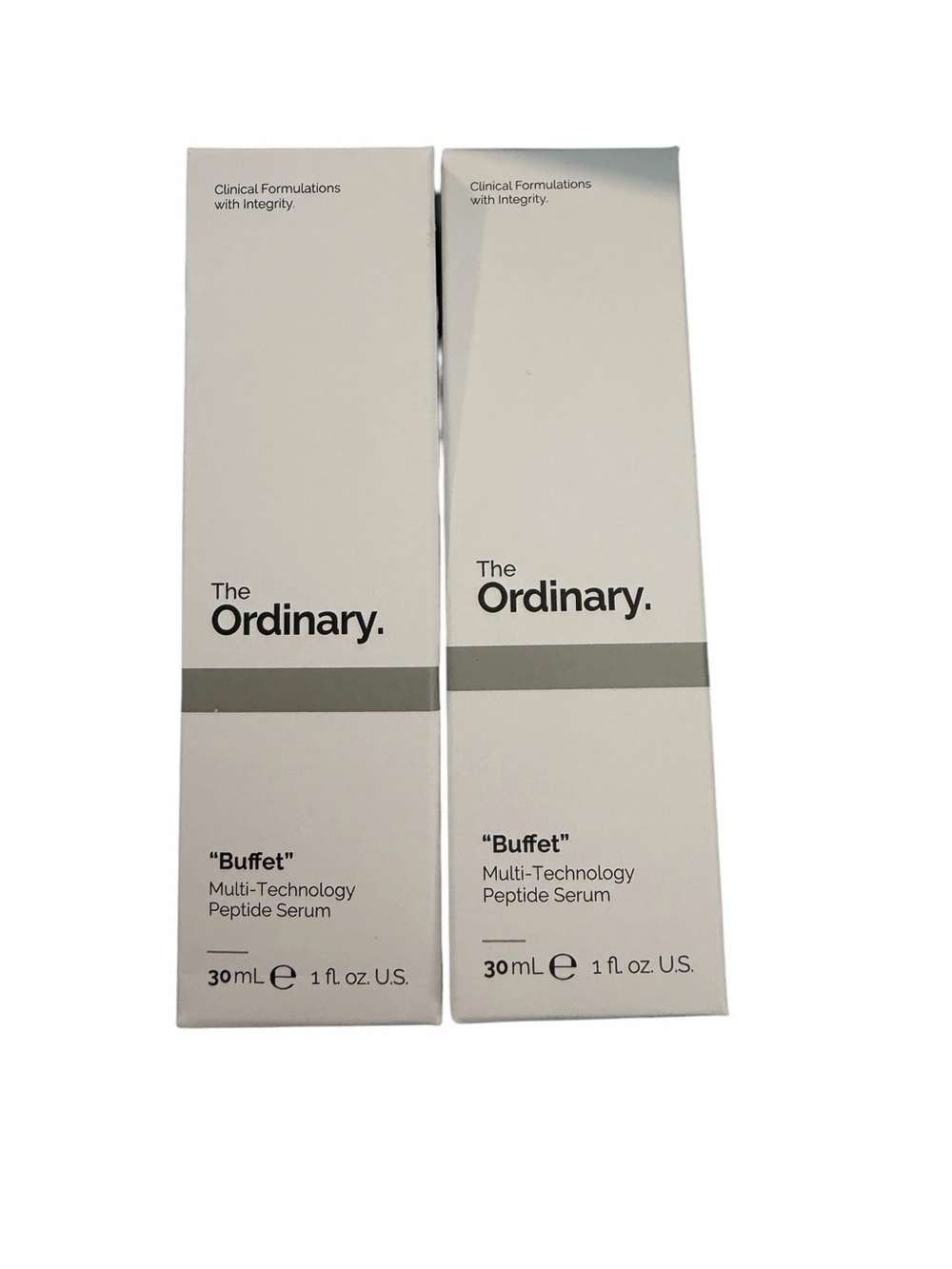 The Ordinary white and gray peptide serum box - minimalist skincare packaging - Picture 1 of 6